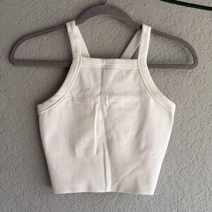 Athleta White Ribbed Crop Top